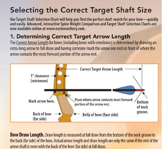 Easton Arrow Selection Chart